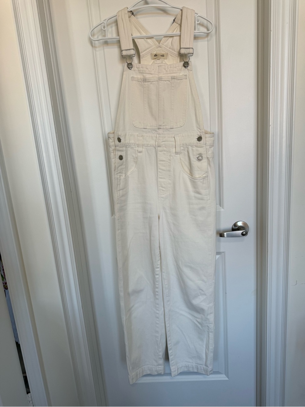 Madewell-Straight-Leg Overalls in Tile White - Picture 2 of 4